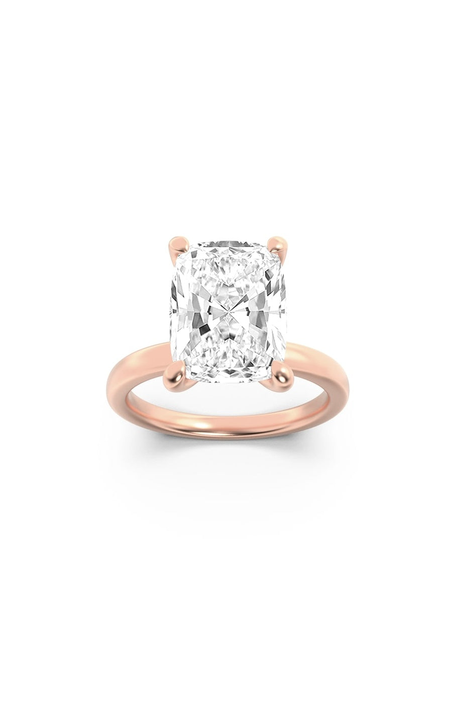 3.25Cttw Elongated Cushion Shaped Lab Grown Diamond (F/VS) Hidden Halo Plain Shank Engagement Ring in 14K Gold