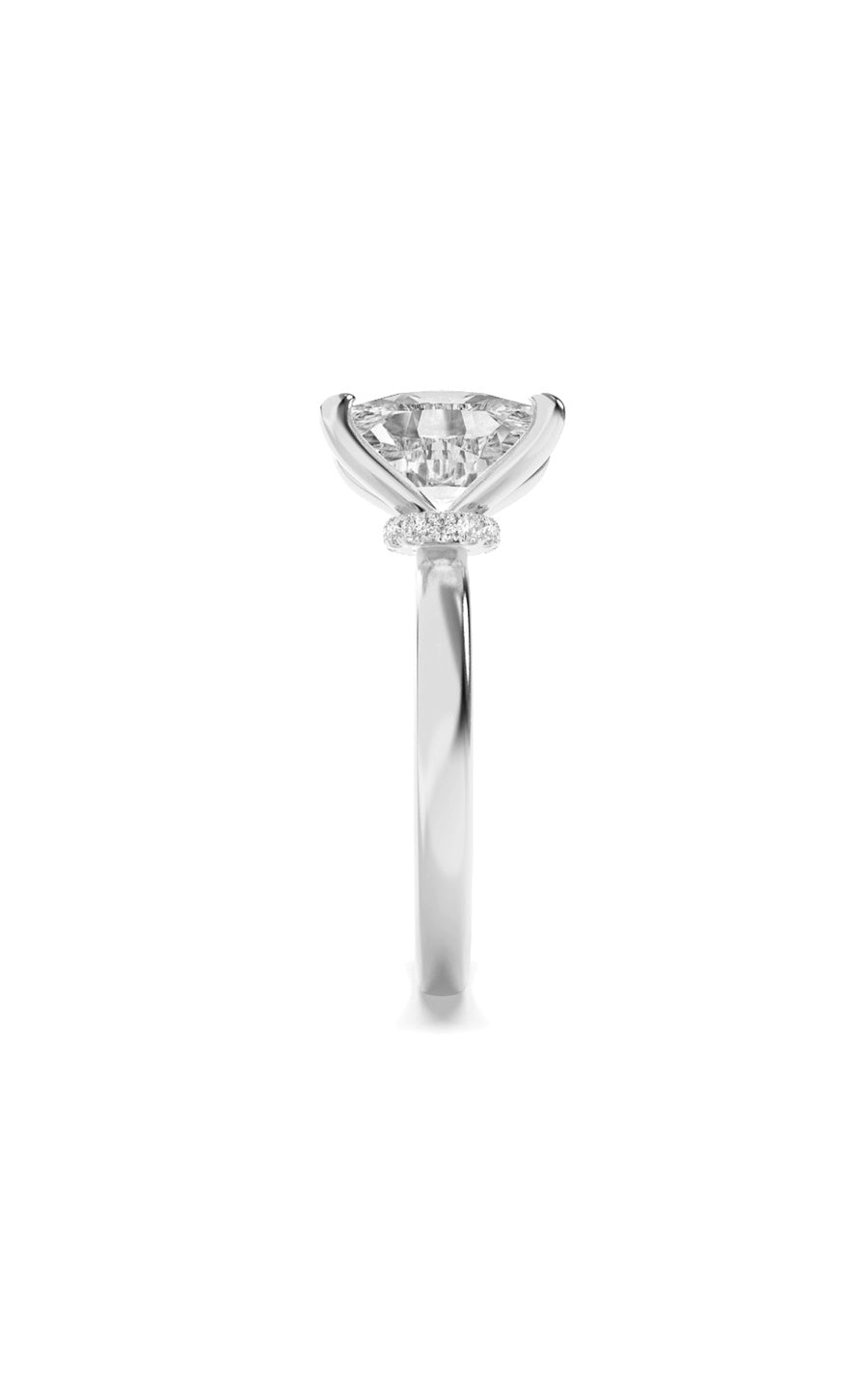 2Cttw Elongated Cushion Shaped Lab Grown Diamond (F/VS) Hidden Halo Plain Shank Engagement Ring in 14K Gold