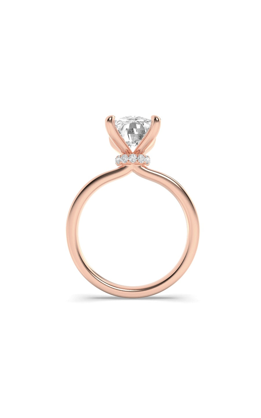 2Cttw Elongated Cushion Shaped Lab Grown Diamond (F/VS) Hidden Halo Plain Shank Engagement Ring in 14K Gold