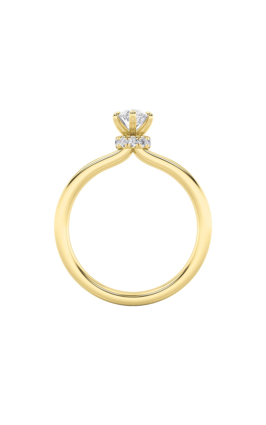 3Cttw Marquise Shaped Lab Grown Diamond (F/VS) Hidden Halo Plain Shank Engagement Ring in 14K Gold