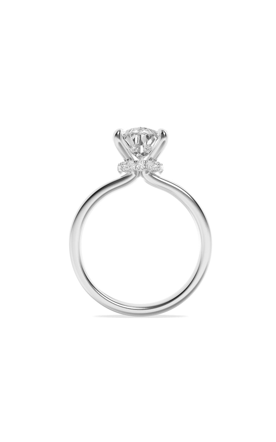 2Cttw Pear Shaped Lab Grown Diamond (F/VS) HiddenHalo Plain Shank Engagement Ring in 14K Gold