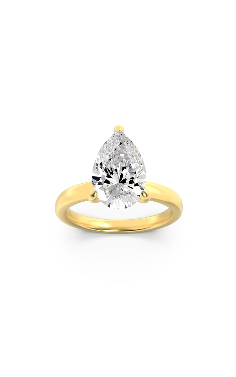 2Cttw Pear Shaped Lab Grown Diamond (F/VS) HiddenHalo Plain Shank Engagement Ring in 14K Gold