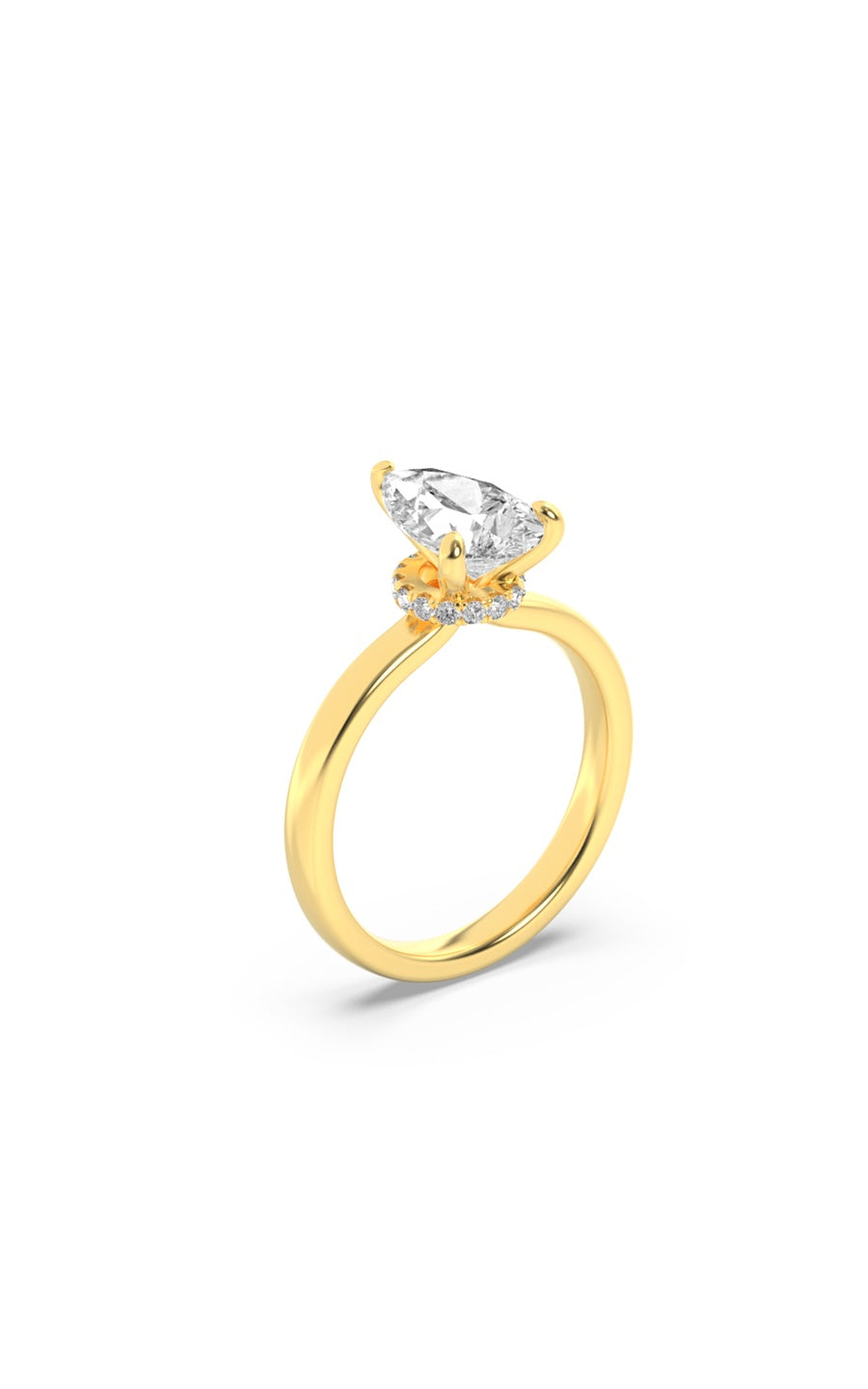 2Cttw Pear Shaped Lab Grown Diamond (F/VS) HiddenHalo Plain Shank Engagement Ring in 14K Gold