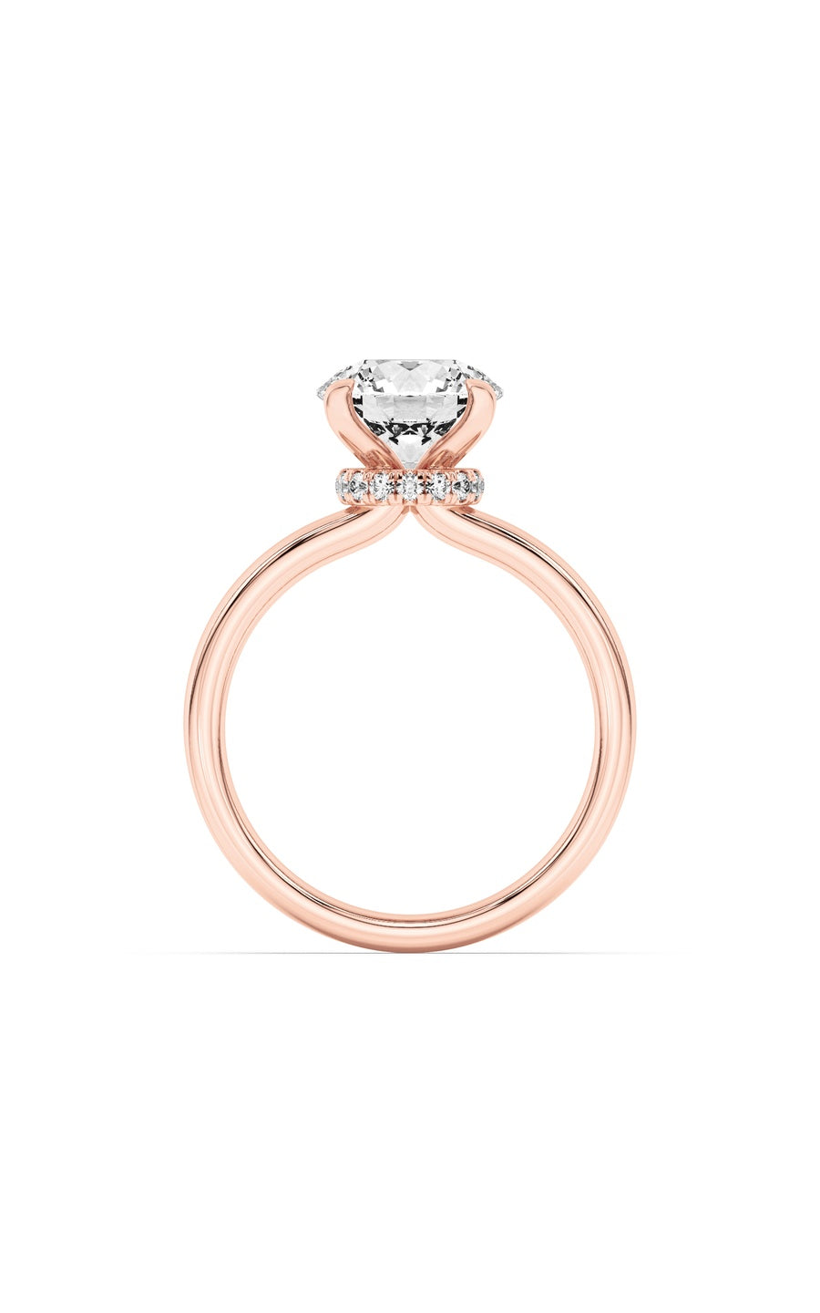 2Cttw Round Shaped Lab Grown Diamond (F/VS) HiddenHalo Plain Shank Engagement Ring in 14K Gold