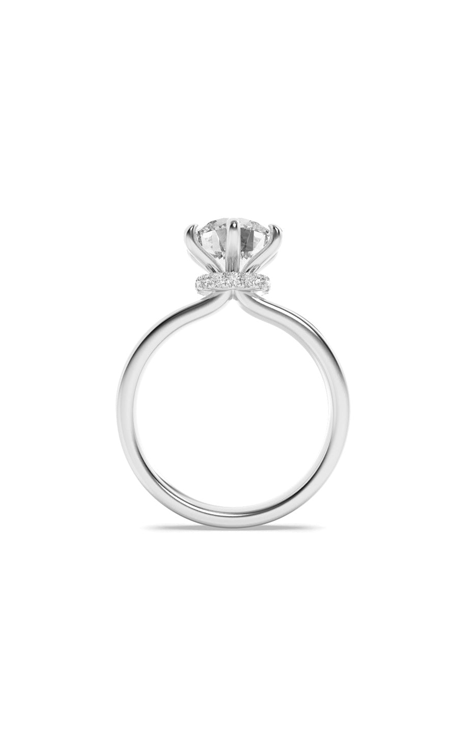 2Cttw Round Shaped Lab Grown Diamond (F/VS) HiddenHalo Plain Shank Engagement Ring in 14K Gold