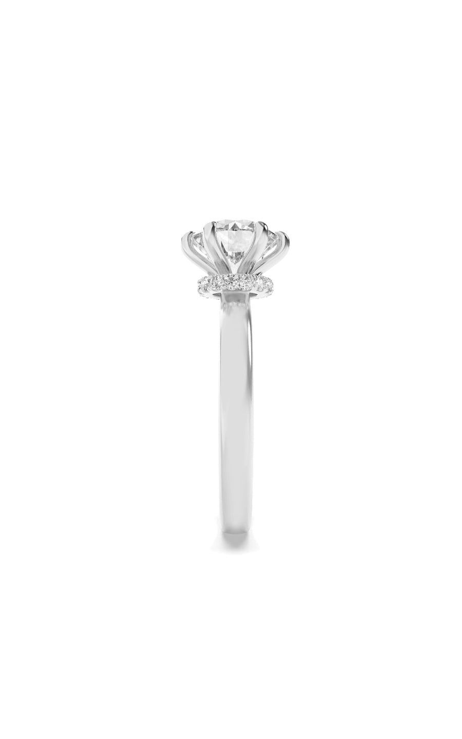 2Cttw Round Shaped Lab Grown Diamond (F/VS) HiddenHalo Plain Shank Engagement Ring in 14K Gold