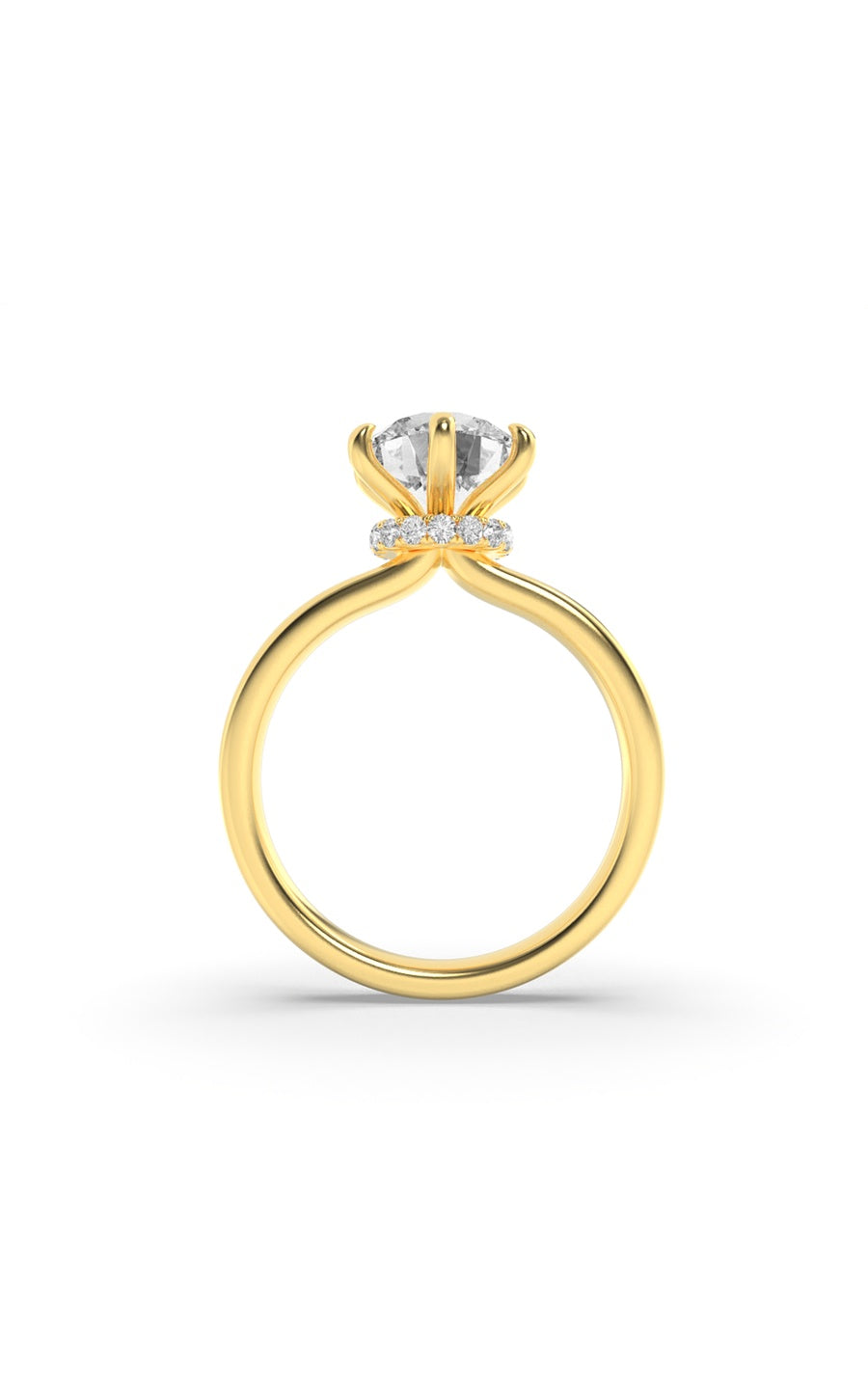 2Cttw Round Shaped Lab Grown Diamond (F/VS) HiddenHalo Plain Shank Engagement Ring in 14K Gold