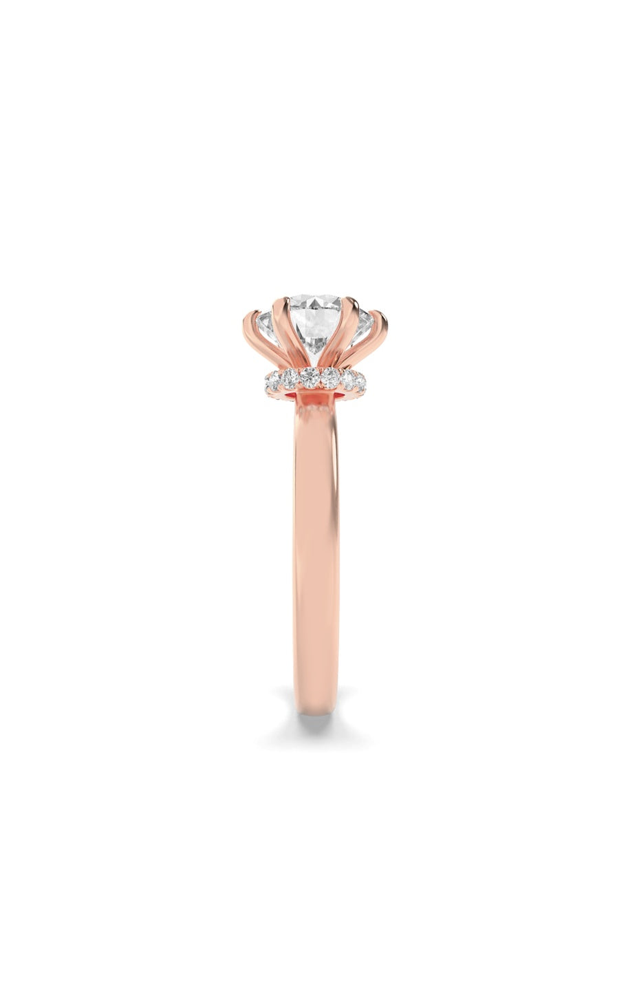 2Cttw Round Shaped Lab Grown Diamond (F/VS) HiddenHalo Plain Shank Engagement Ring in 14K Gold