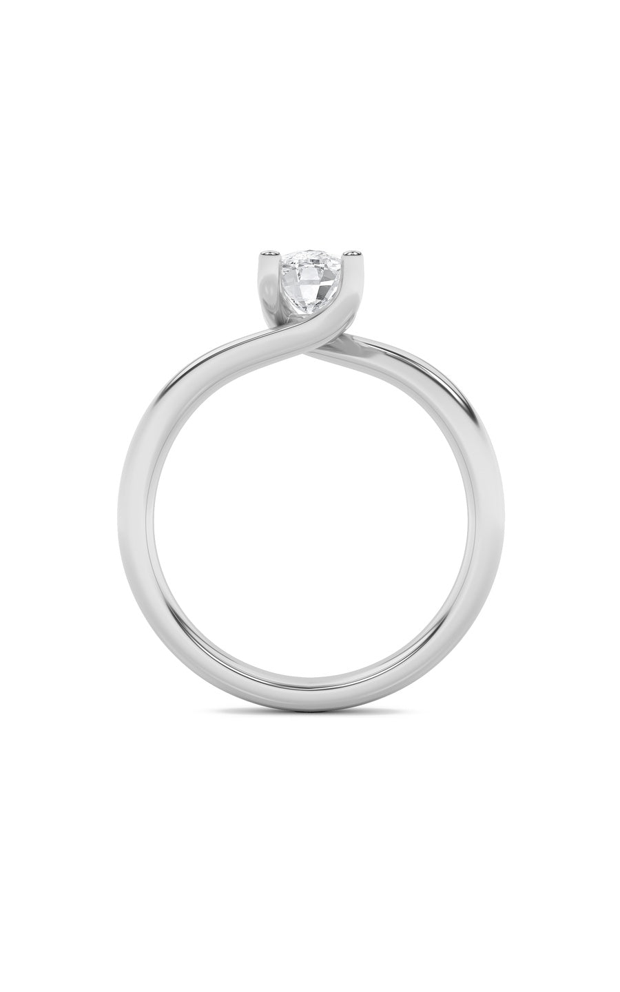 1Cttw Elongated Cushion Shaped Lab Grown Diamond (F/VS) Bypass Shank Engagement Ring in 14K Gold