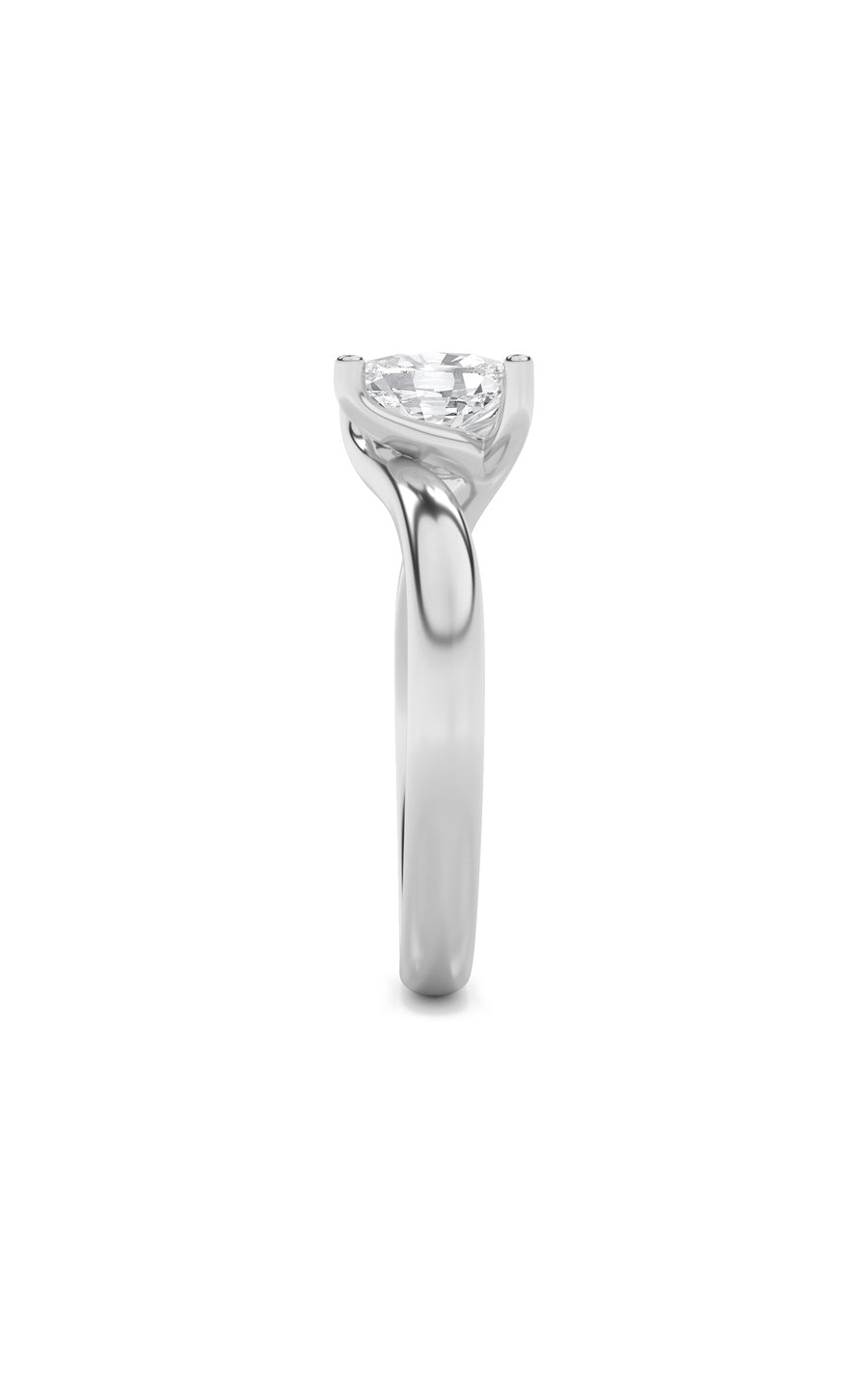 1Cttw Elongated Cushion Shaped Lab Grown Diamond (F/VS) Bypass Shank Engagement Ring in 14K Gold