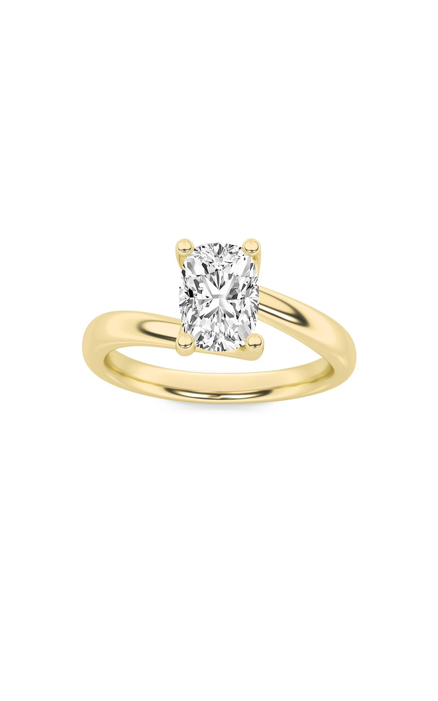 1Cttw Elongated Cushion Shaped Lab Grown Diamond (F/VS) Bypass Shank Engagement Ring in 14K Gold