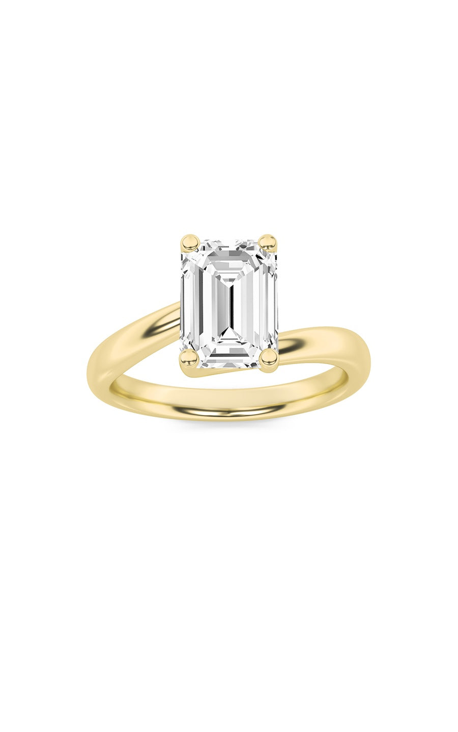 1Cttw Emerald Shaped Lab Grown Diamond (F/VS) Bypass Shank Engagement Ring in 14K Gold