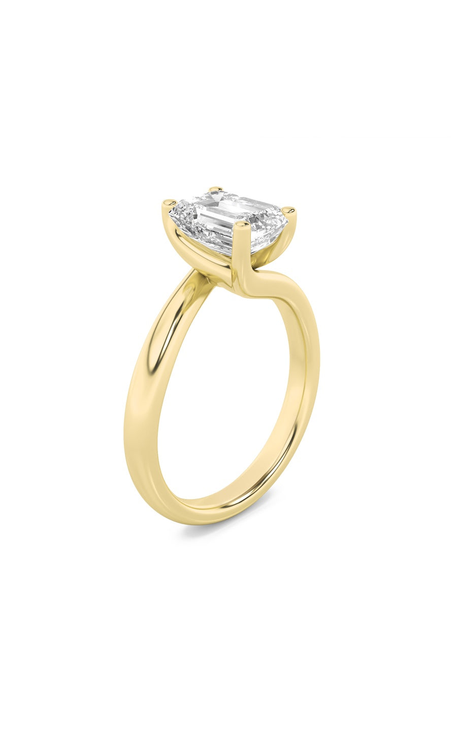 1Cttw Emerald Shaped Lab Grown Diamond (F/VS) Bypass Shank Engagement Ring in 14K Gold