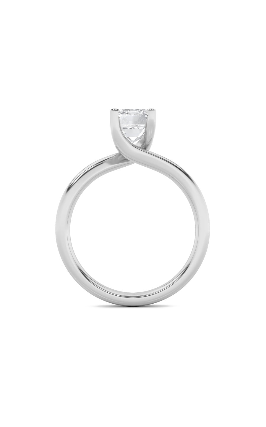 3Cttw Emerald Shaped Lab Grown Diamond (F/VS) Bypass Shank Engagement Ring in 14K Gold