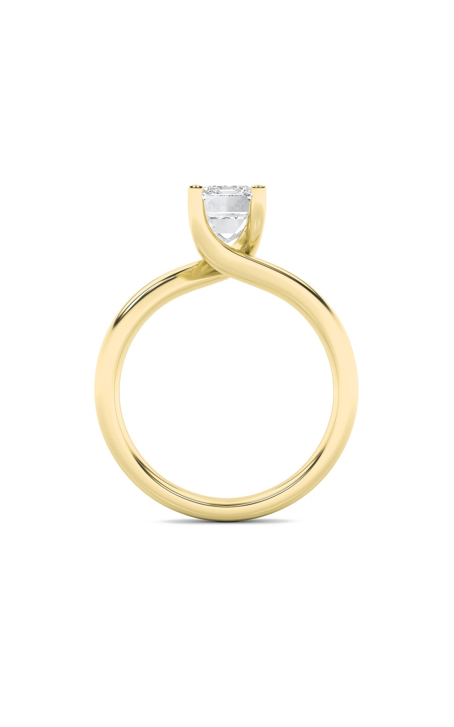 3Cttw Emerald Shaped Lab Grown Diamond (F/VS) Bypass Shank Engagement Ring in 14K Gold