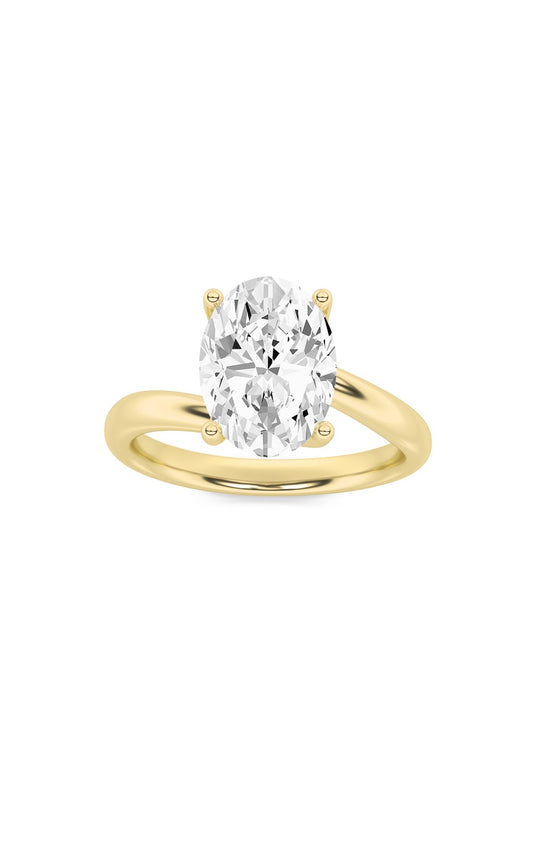 3Cttw Oval Shaped Lab Grown Diamond (F/VS) BypassShank Engagement Ring in 14K Gold