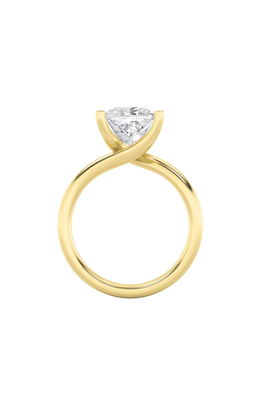 2Cttw Princess Shaped Lab Grown Diamond (F/VS) Bypass Shank Engagement Ring in 14K Gold