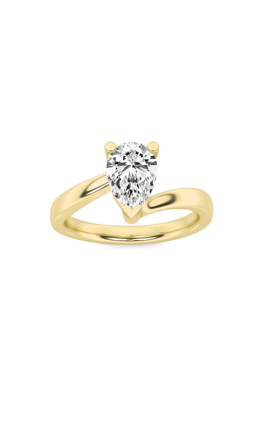 2Cttw Pear Shaped Lab Grown Diamond (F/VS) BypassShank Engagement Ring in 14K Gold