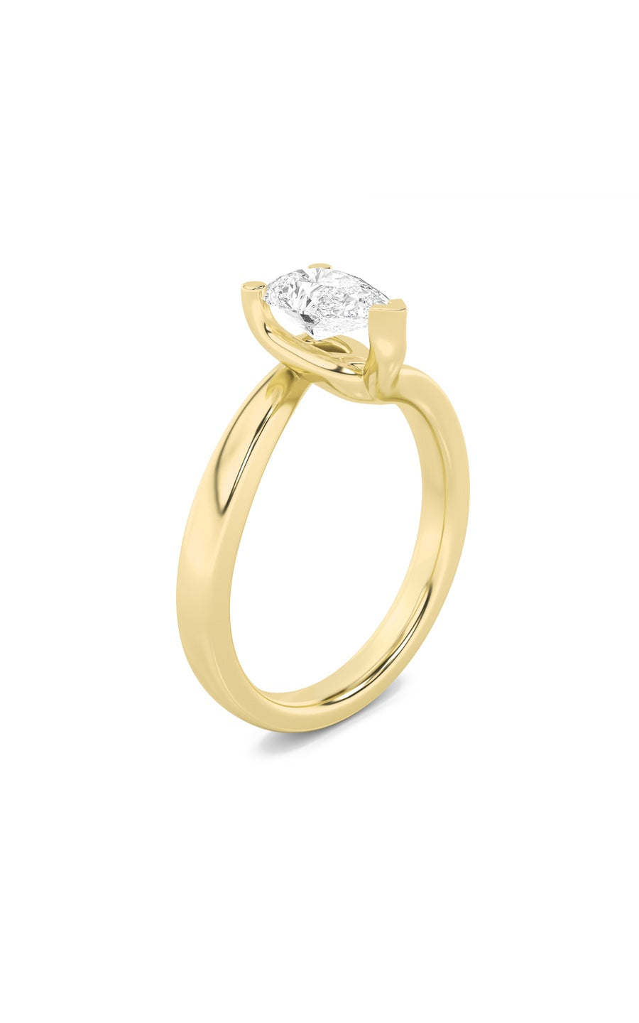 2Cttw Pear Shaped Lab Grown Diamond (F/VS) BypassShank Engagement Ring in 14K Gold