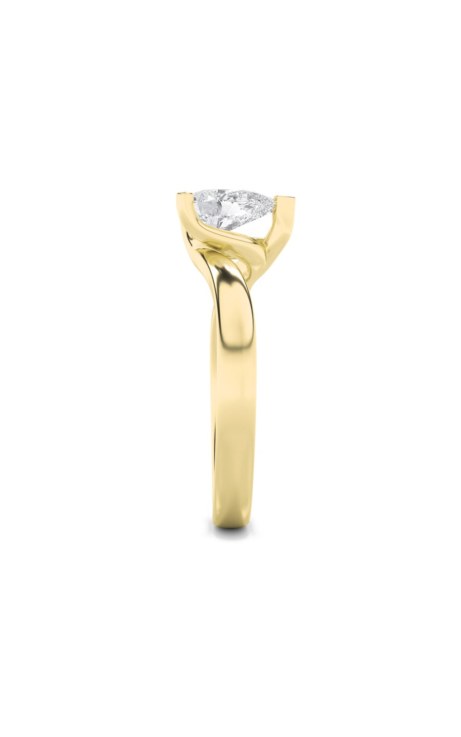 2Cttw Pear Shaped Lab Grown Diamond (F/VS) BypassShank Engagement Ring in 14K Gold