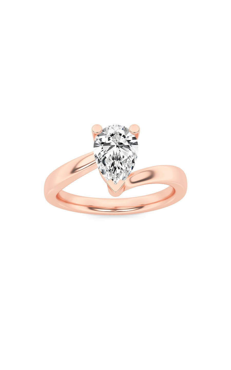 2Cttw Pear Shaped Lab Grown Diamond (F/VS) BypassShank Engagement Ring in 14K Gold
