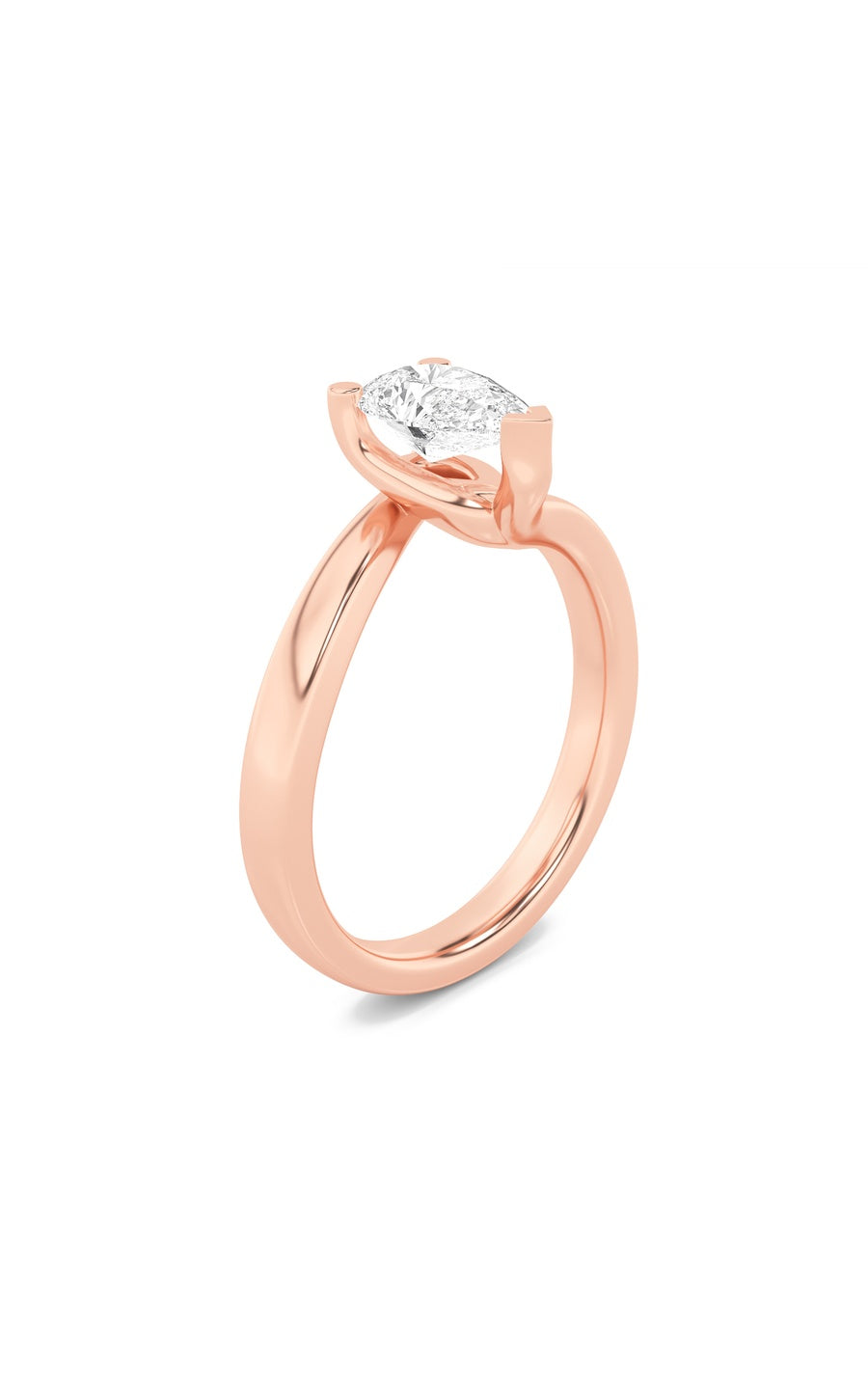 2Cttw Pear Shaped Lab Grown Diamond (F/VS) BypassShank Engagement Ring in 14K Gold