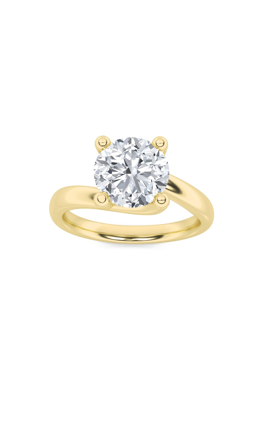 1Cttw Round Shaped Lab Grown Diamond (F/VS) BypassShank Engagement Ring in 14K Gold
