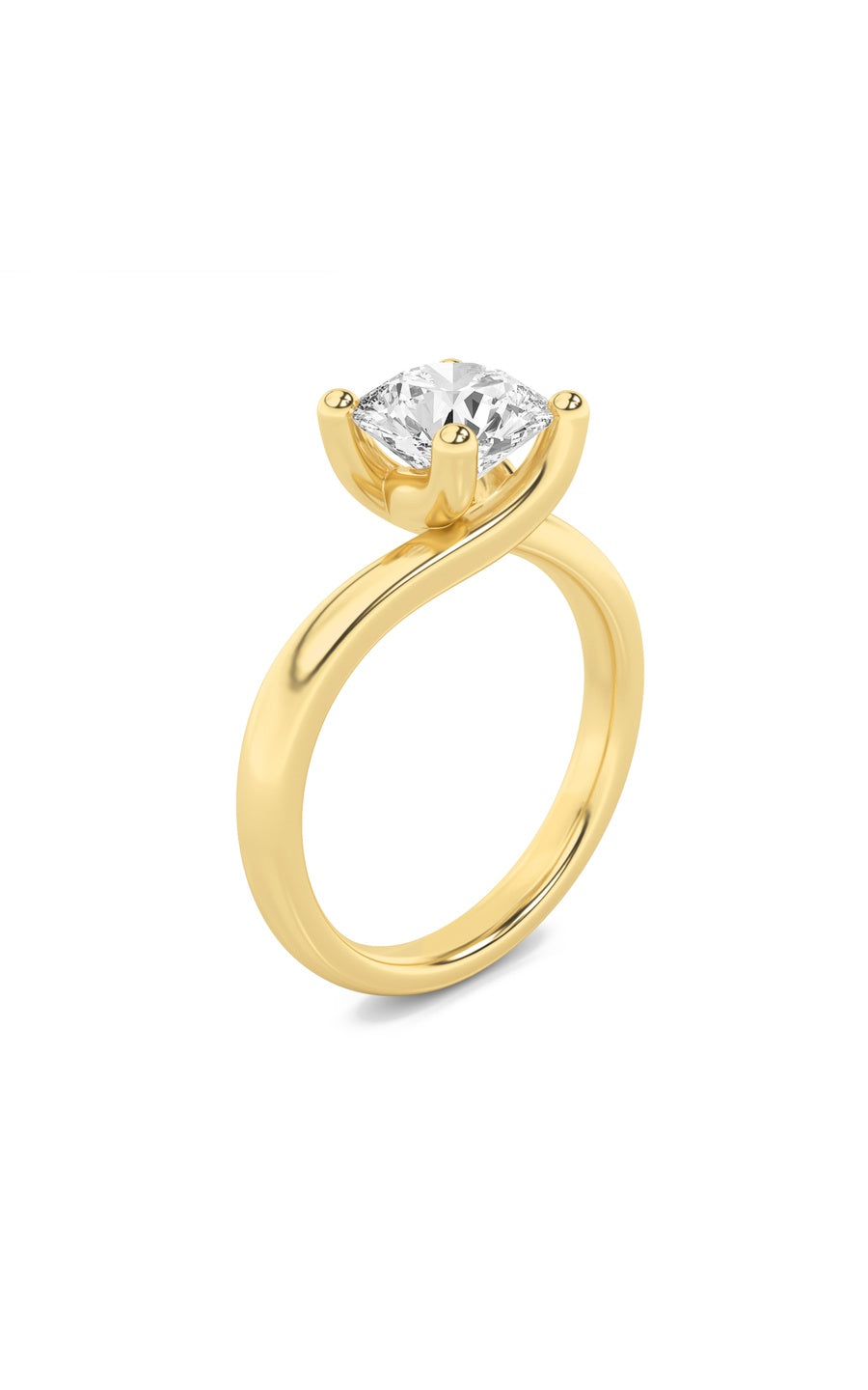 1Cttw Round Shaped Lab Grown Diamond (F/VS) BypassShank Engagement Ring in 14K Gold