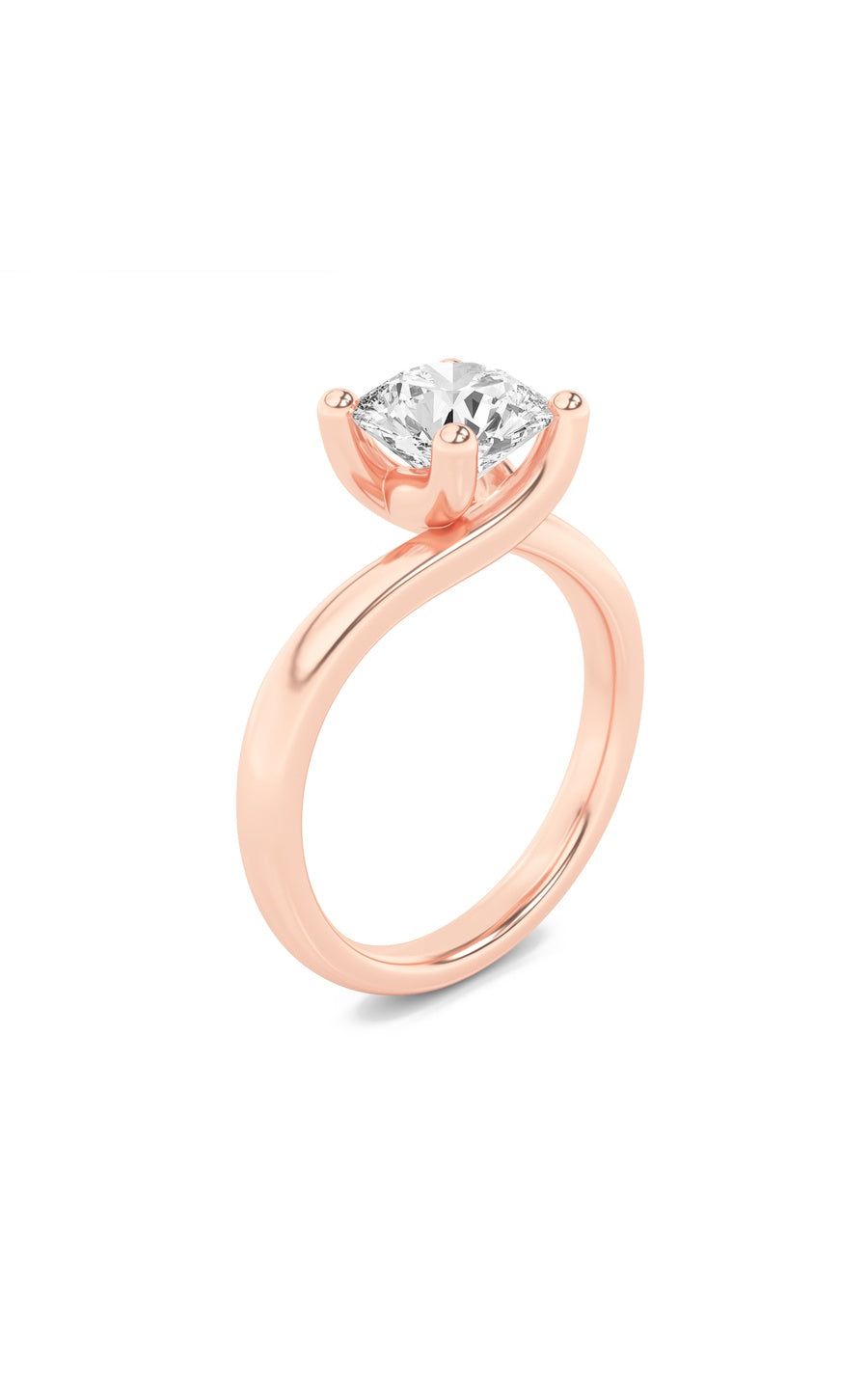 1Cttw Round Shaped Lab Grown Diamond (F/VS) BypassShank Engagement Ring in 14K Gold