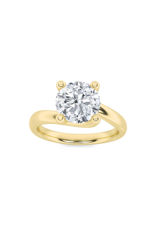 1.5Cttw Round Shaped Lab Grown Diamond (F/VS) Bypass Shank Engagement Ring in 14K Gold