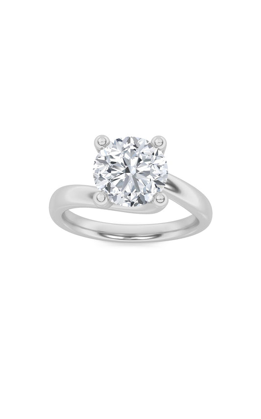 3Cttw Round Shaped Lab Grown Diamond (F/VS) BypassShank Engagement Ring in 14K Gold