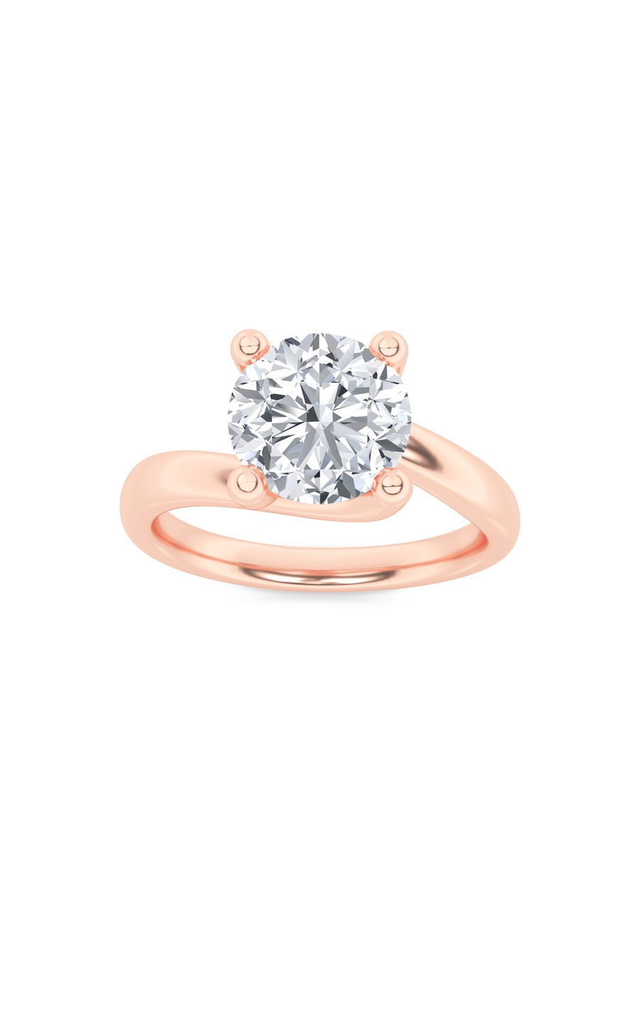 3Cttw Round Shaped Lab Grown Diamond (F/VS) BypassShank Engagement Ring in 14K Gold