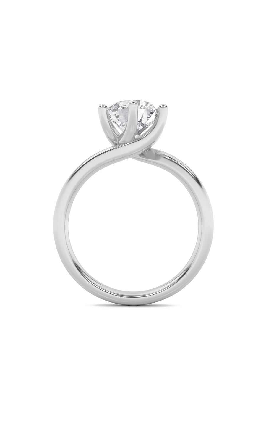 1Cttw Round Shaped Lab Grown Diamond (F/VS) BypassShank Engagement Ring in 14K Gold