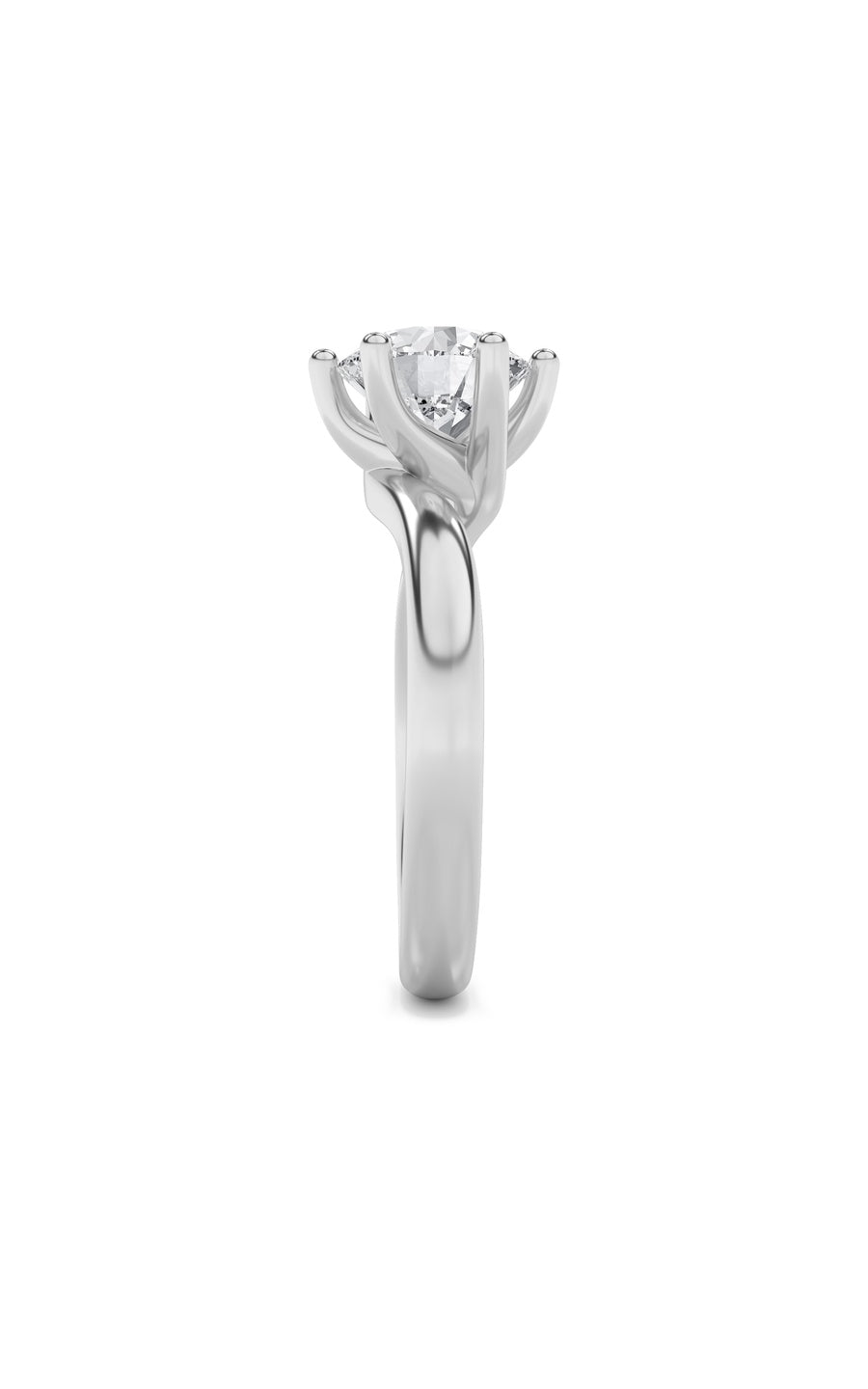 1Cttw Round Shaped Lab Grown Diamond (F/VS) BypassShank Engagement Ring in 14K Gold