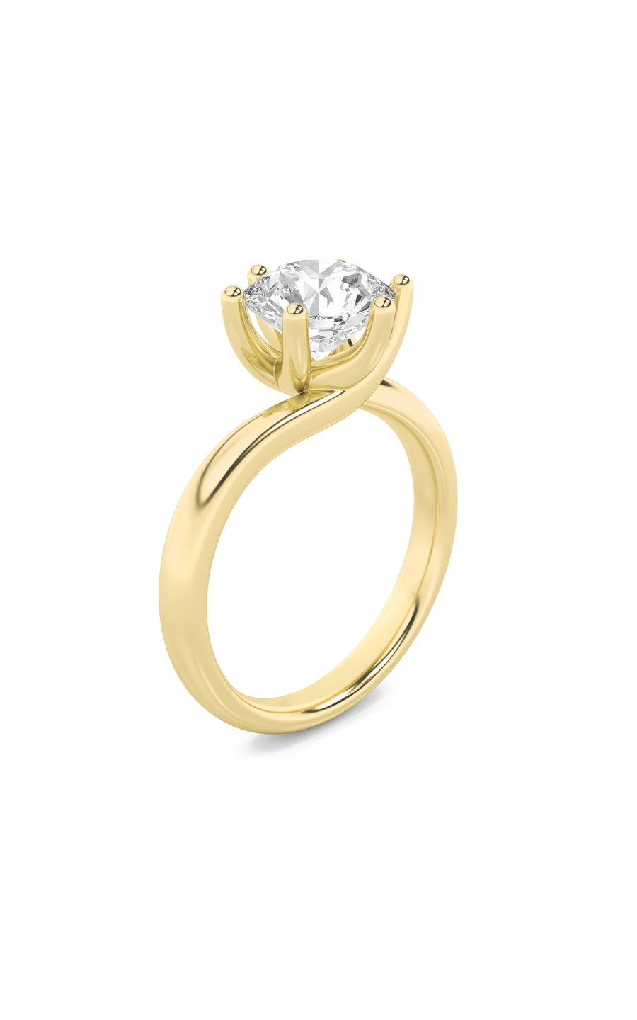 1Cttw Round Shaped Lab Grown Diamond (F/VS) BypassShank Engagement Ring in 14K Gold