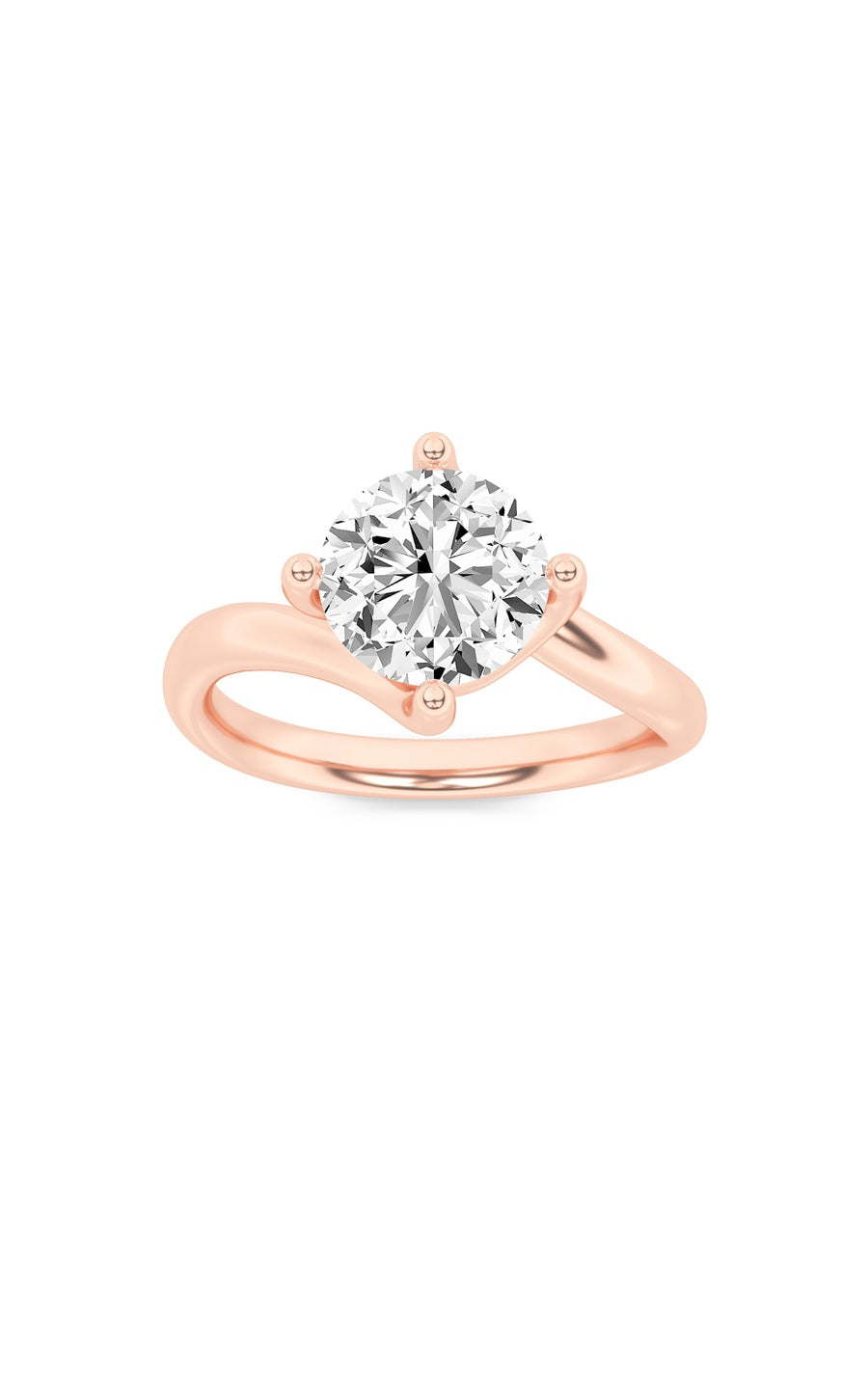 1Cttw Round Shaped Lab Grown Diamond (F/VS) BypassShank Engagement Ring in 14K Gold