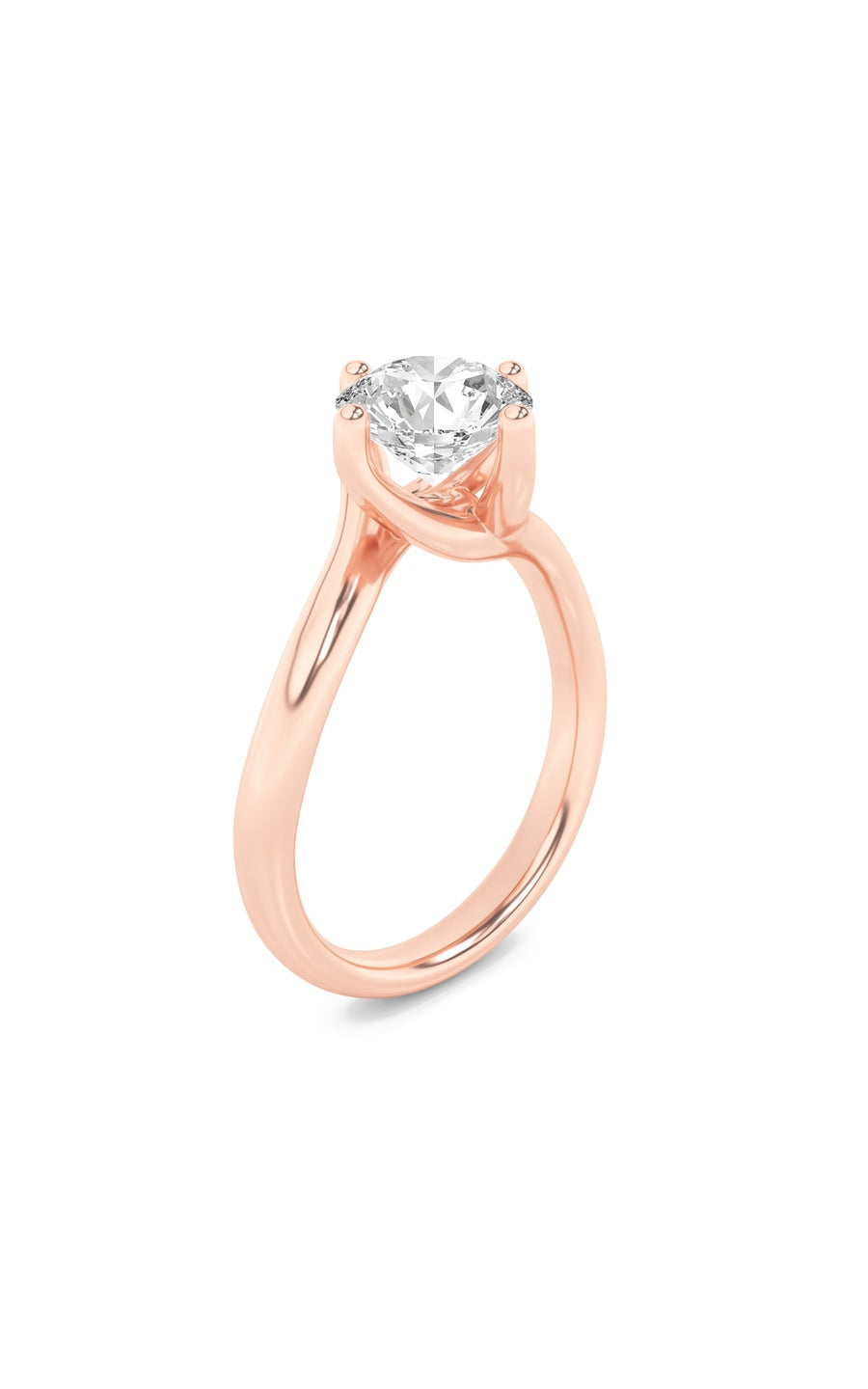 1Cttw Round Shaped Lab Grown Diamond (F/VS) BypassShank Engagement Ring in 14K Gold