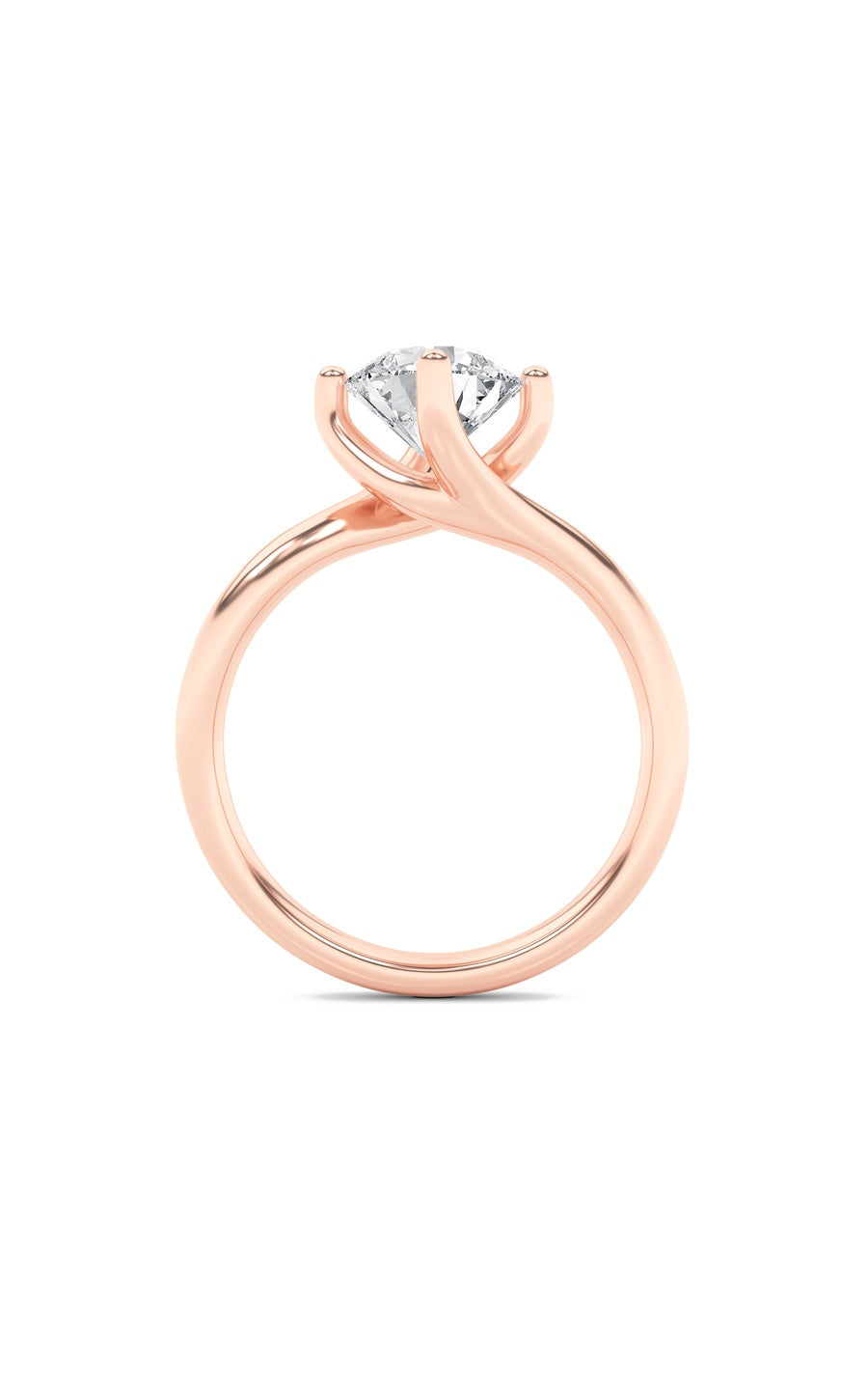1Cttw Round Shaped Lab Grown Diamond (F/VS) BypassShank Engagement Ring in 14K Gold