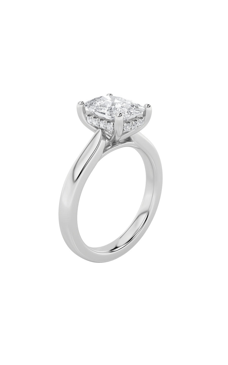 2Cttw Elongated Cushion Shaped Lab Grown Diamond (F/VS) Classic Cathedral Shank Engagement Ring in 14K Gold