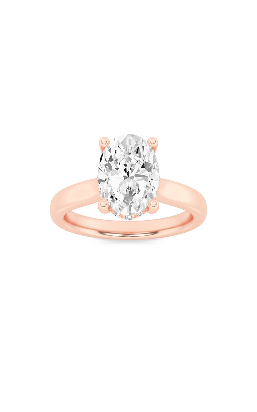 1Cttw Oval Shaped Lab Grown Diamond (F/VS) HiddenHalo Cathedral Shank Engagement Ring in 14K Gold