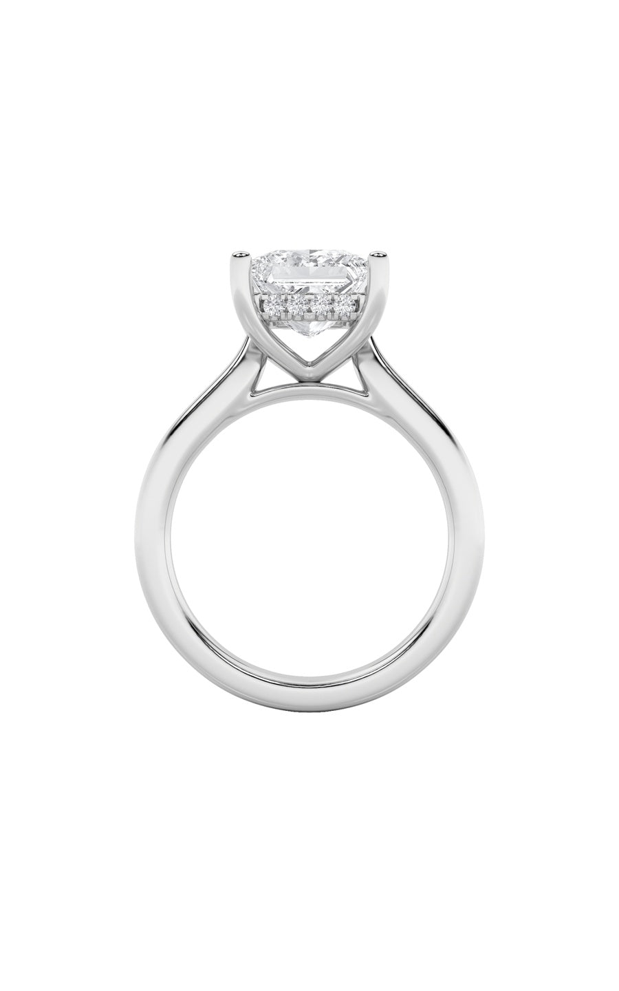 1Cttw Princess Shaped Lab Grown Diamond (F/VS) Hidden Halo Cathedral Shank Engagement Ring in 14K Gold