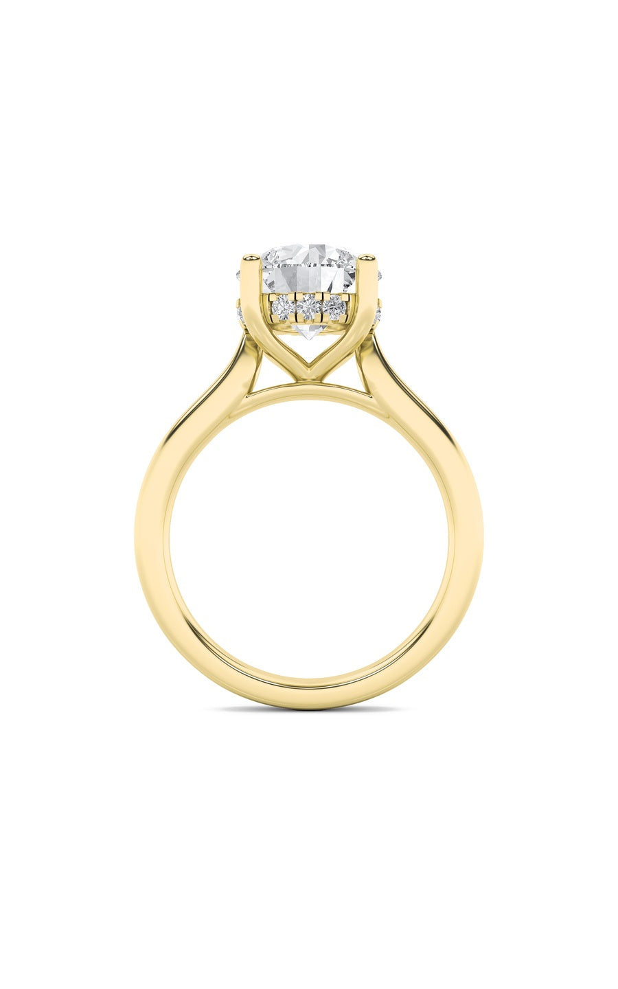 2Cttw Round Shaped Lab Grown Diamond (F/VS) HiddenHalo Cathedral Shank Engagement Ring in 14K Gold