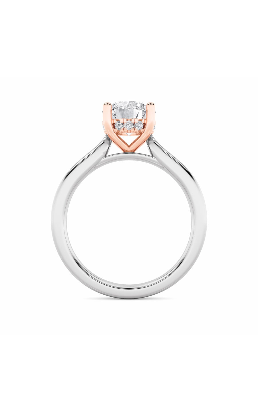2Cttw Round Shaped Lab Grown Diamond (F/VS) HiddenHalo Cathedral Shank Engagement Ring in 14K Gold