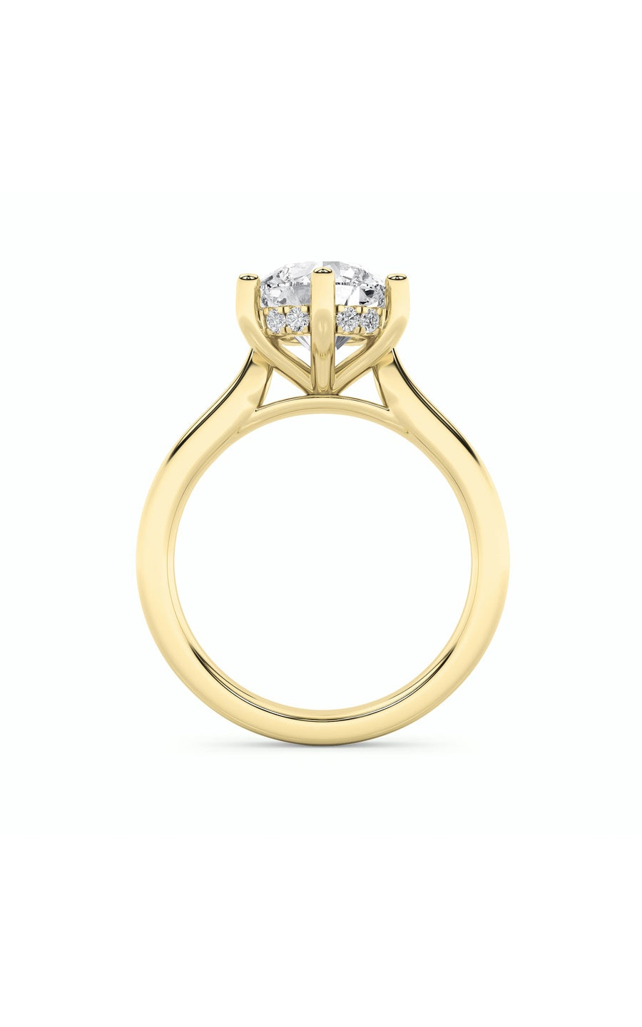 1Cttw Round Shaped Lab Grown Diamond (F/VS) HiddenHalo Cathedral Shank Engagement Ring in 14K Gold