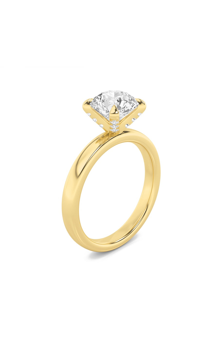 2Cttw Round Shaped Lab Grown Diamond (F/VS) HiddenHalo Petite Shank Ring in 14K Gold