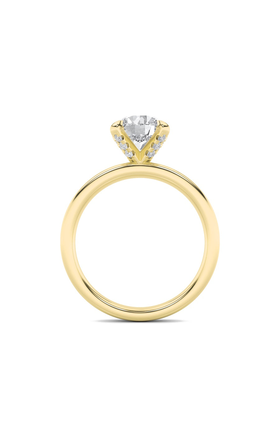 2Cttw Round Shaped Lab Grown Diamond (F/VS) HiddenHalo Petite Shank Ring in 14K Gold