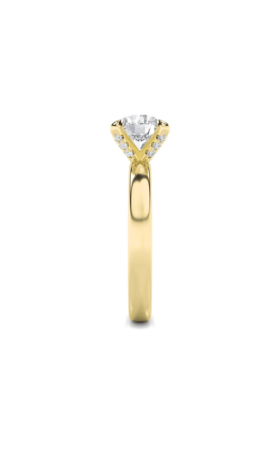 2Cttw Round Shaped Lab Grown Diamond (F/VS) HiddenHalo Petite Shank Ring in 14K Gold