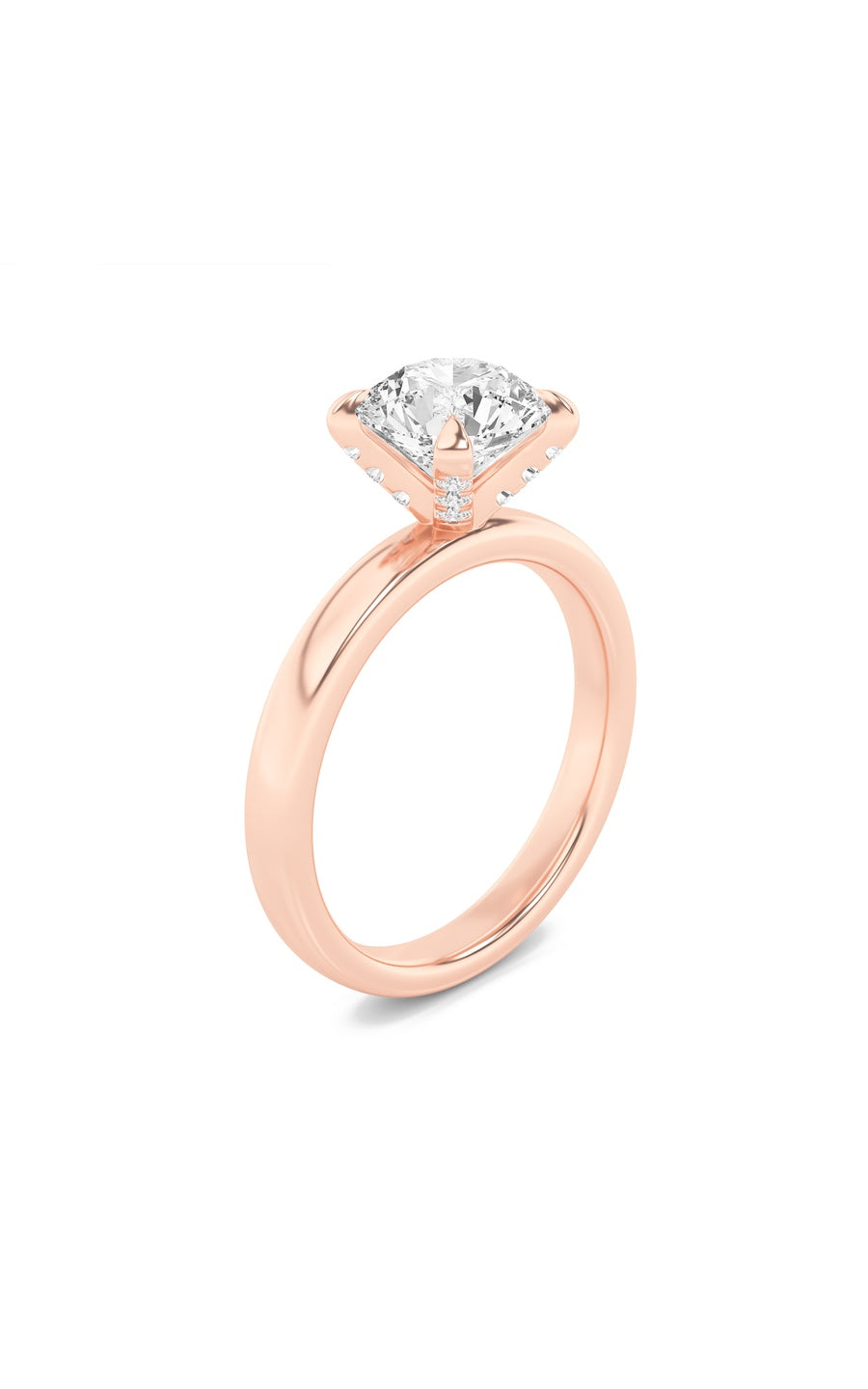 2Cttw Round Shaped Lab Grown Diamond (F/VS) HiddenHalo Petite Shank Ring in 14K Gold