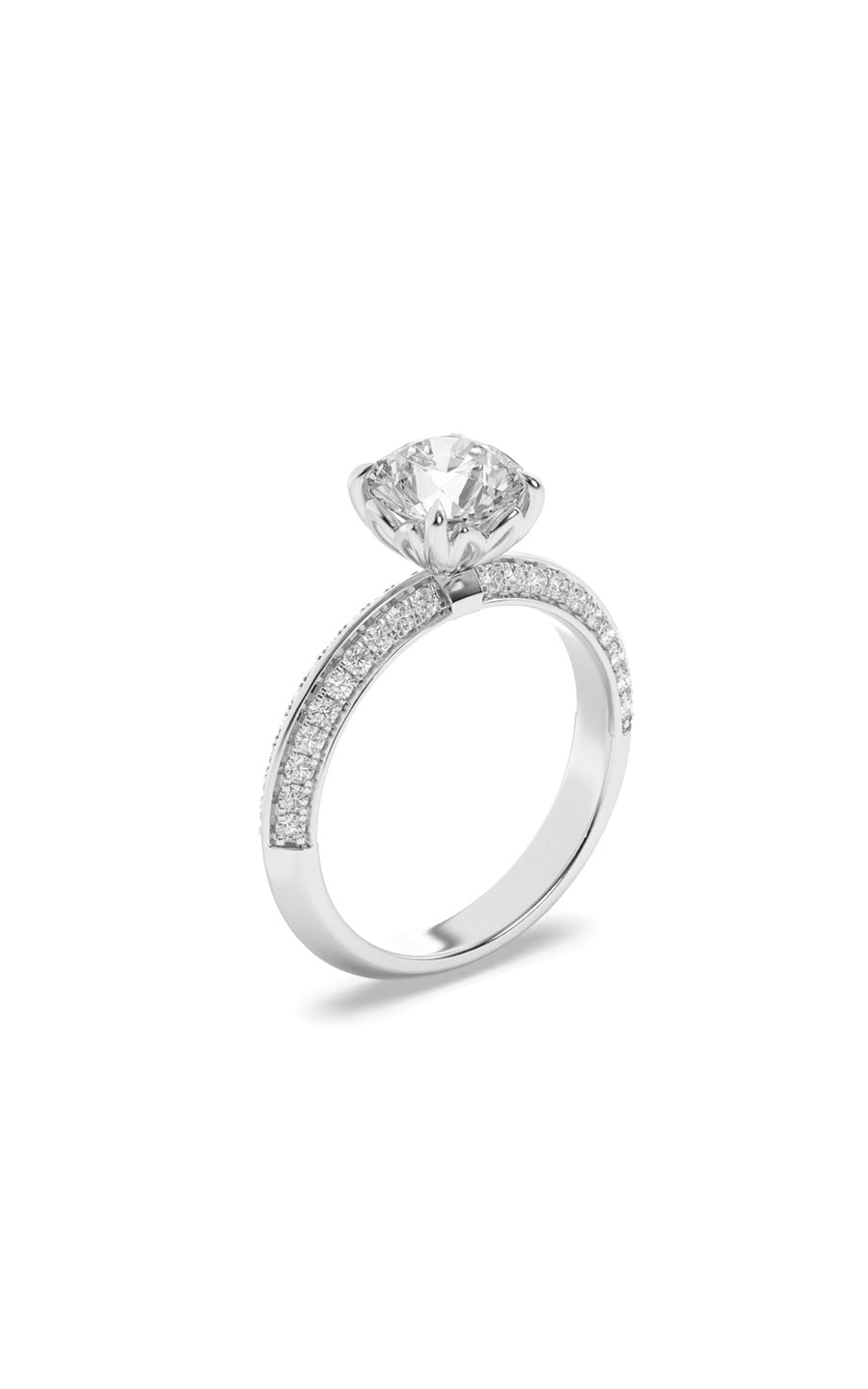2Cttw Round Shaped Lab Grown Diamond (F/VS) MicroPave Knife Edge Accent Ring in 14K Gold