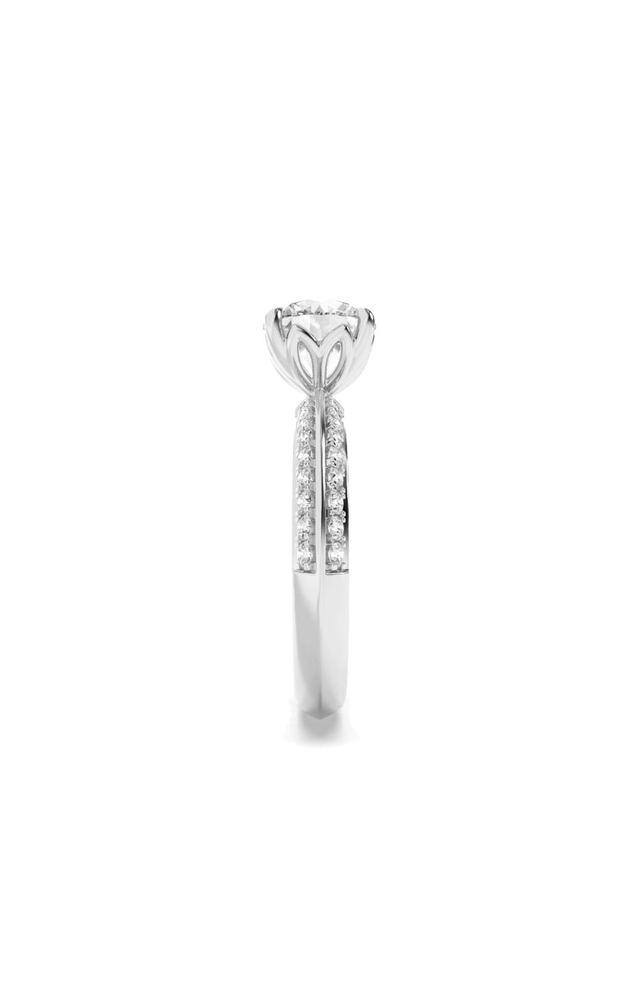 2Cttw Round Shaped Lab Grown Diamond (F/VS) MicroPave Knife Edge Accent Ring in 14K Gold